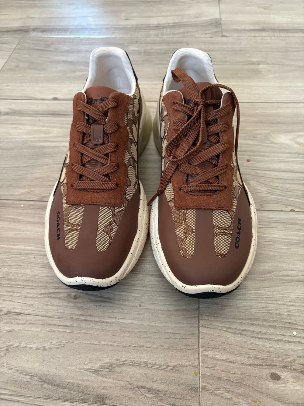 Coach Men’s Brown & Tan Signature Logo Sneakers